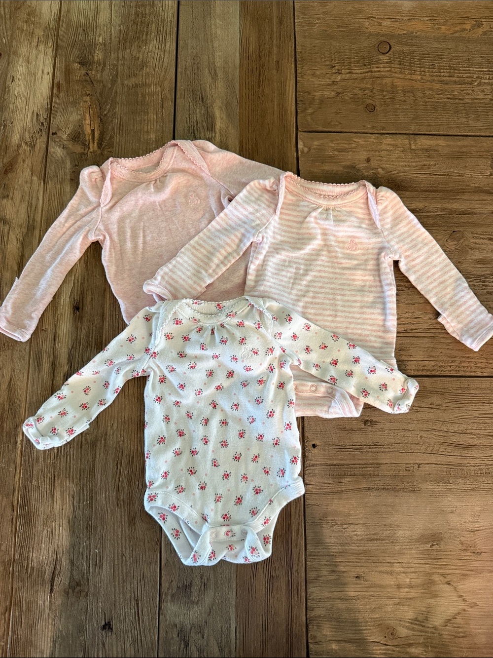 Gap Baby Preemie Pink Organic Cotton 3 Piece Set of Body Suits